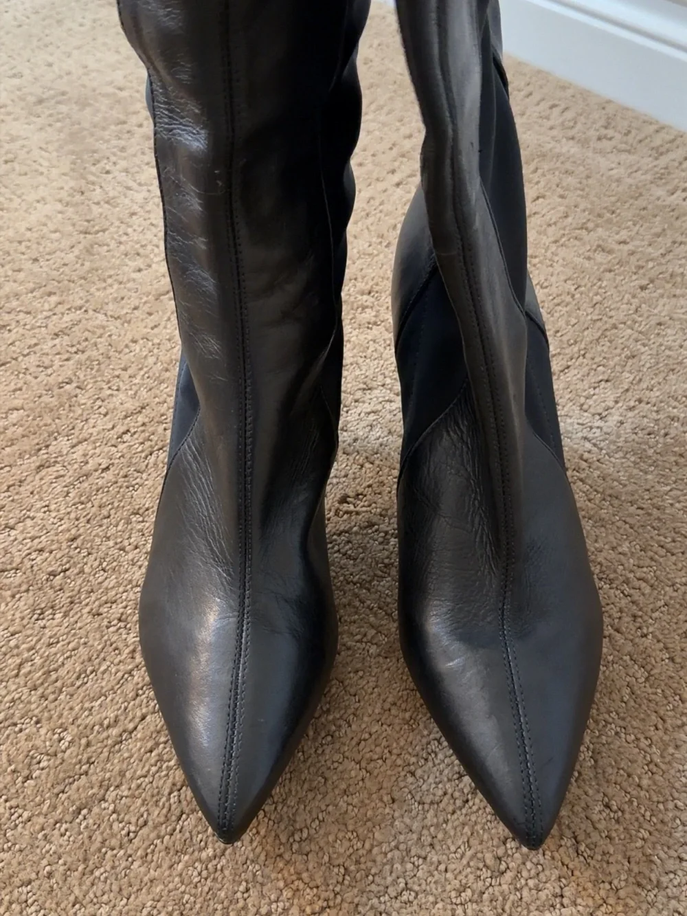 AREZZO Over-the-Knee Black Pointed-Toe Stiletto Boots